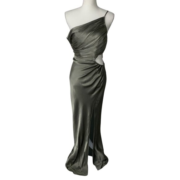 Shona Joy La Lune Asymmetrical Gathered Maxi Dress in Sage 10 New Womens Gown - Picture 4 of 14
